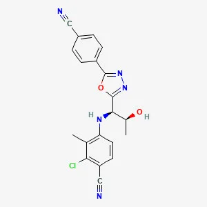 Chemical structure of a RAD-140 SARM, highlighting functional groups and molecular connectivity.